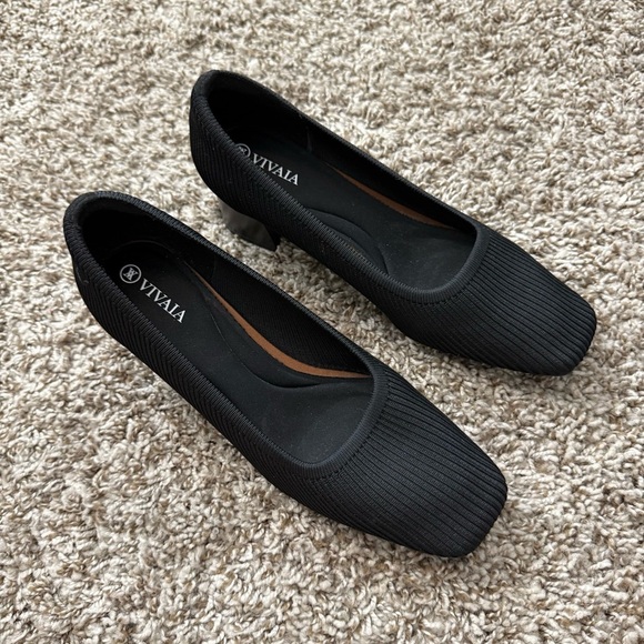 Vivaia Melody 2.0 Square Toe Chunky Heels Deep Ebony Women’s 38.5 Knit Ribbed - Picture 2 of 10
